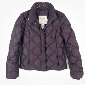 Eddie Bauer Purple Puffer Jacket with Quilted Design and High Collar